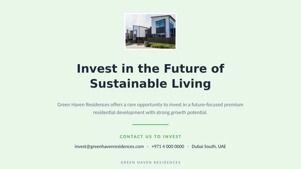 Closing call-to-action slide inviting investors to get in touch