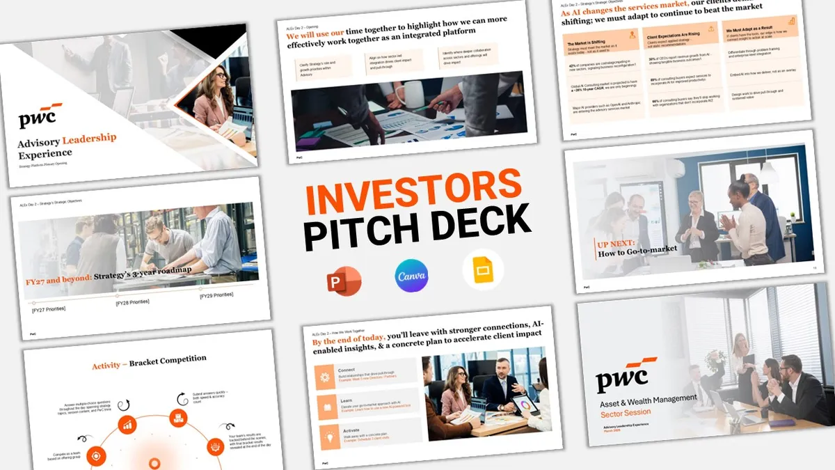 Investor pitch deck design for a Subway franchise digital kiosk platform — food and retail technology