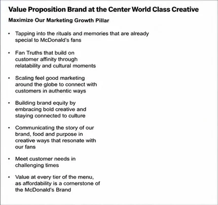 Value proposition slide before — seven plain bullet points