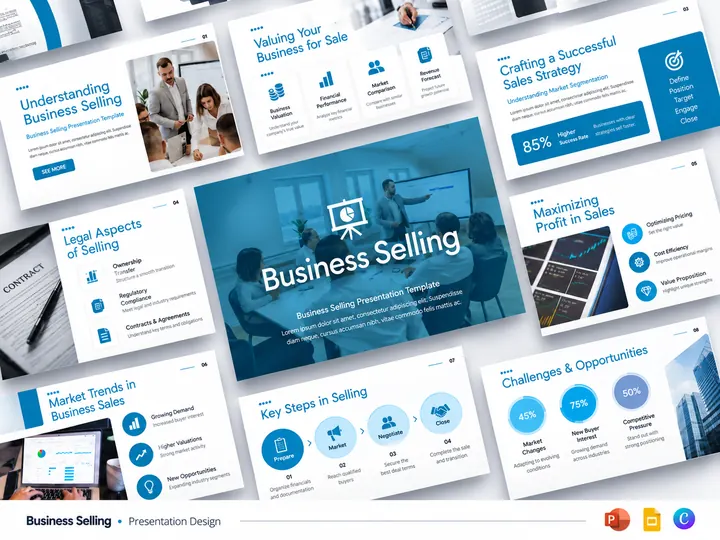 Business Selling presentation system — consistent branded layouts across a full slide library