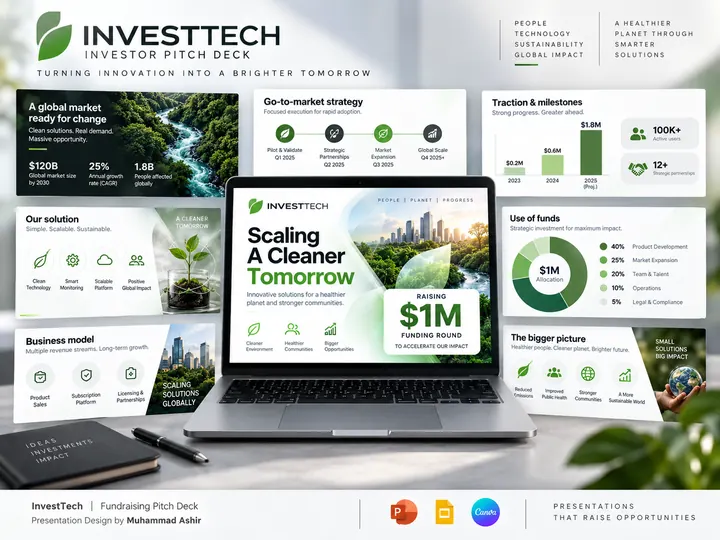 Cleantech fundraising pitch deck for InvestTech