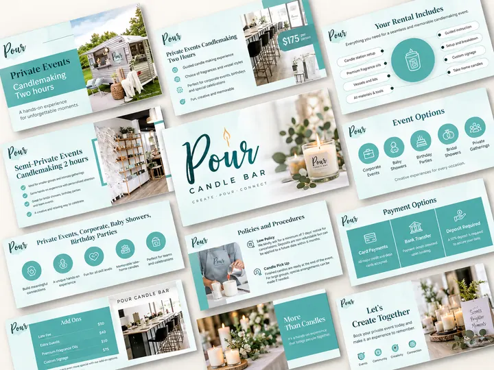 Retail sales deck for Pour, a candle bar brand